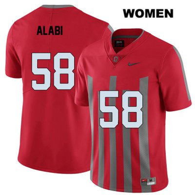 Women's NCAA Ohio State Buckeyes Joshua Alabi #58 College Stitched Elite Authentic Nike Red Football Jersey KF20P72ST